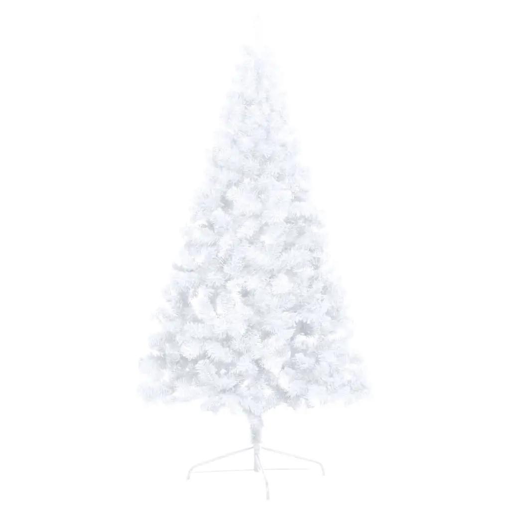 Kunstkerstboom met verlichting half standaard 240 cm PVC wit (5)