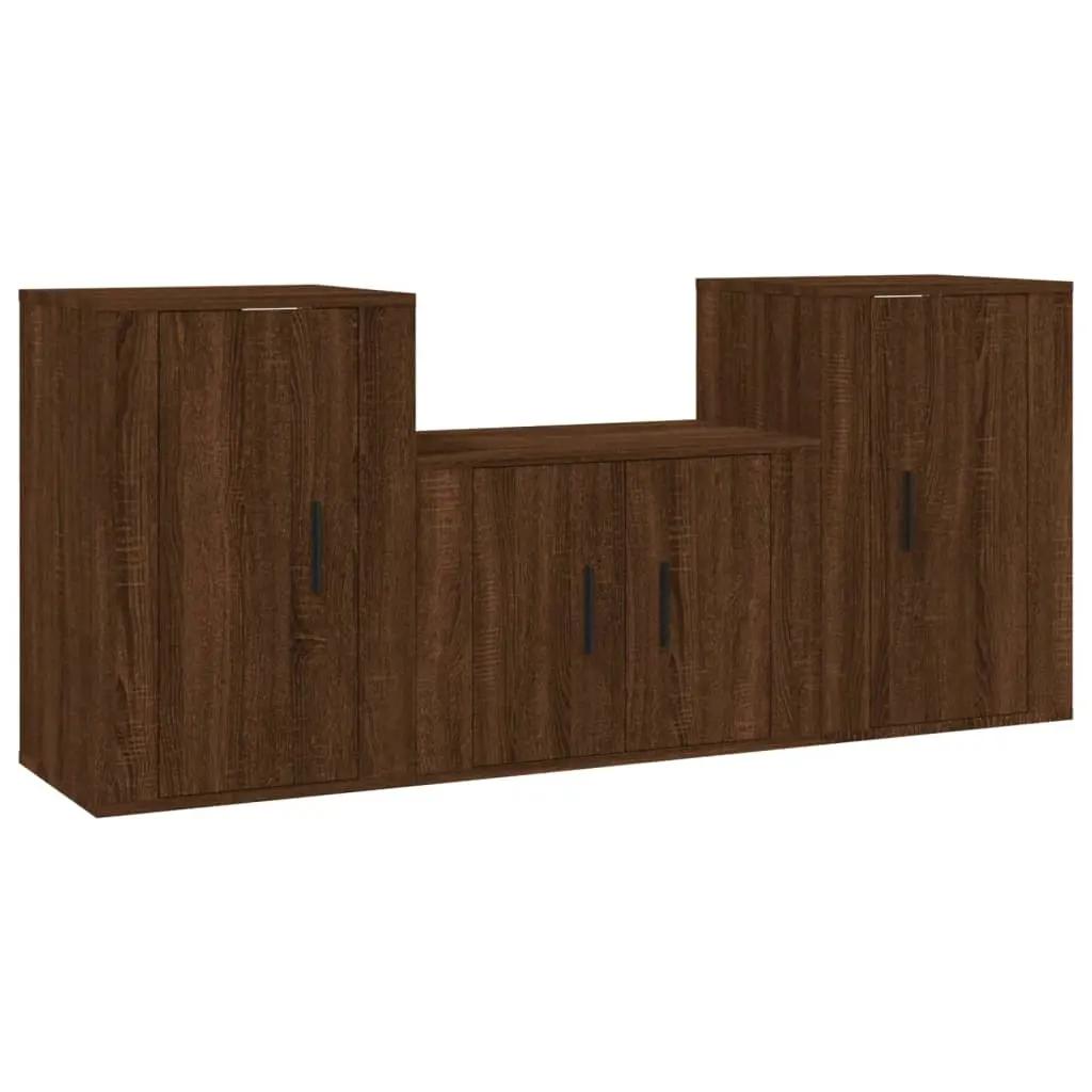 3-delige Tv-meubelset bewerkt hout bruin eikenkleur (2)