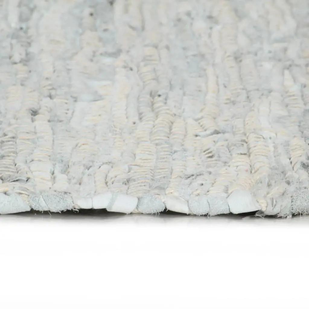 Vloerkleed chindi handgeweven 80x160 cm leer lichtgrijs (3)