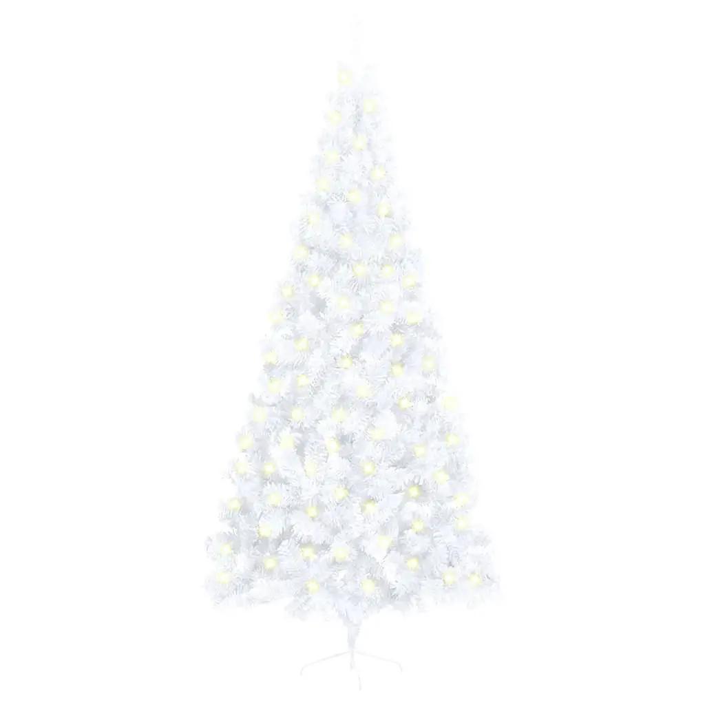 Kunstkerstboom met verlichting half standaard 240 cm PVC wit