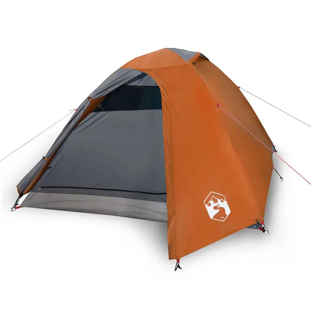 Tent 2-persoons waterdicht grijs en oranje (2)