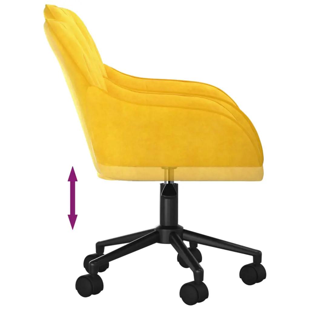 Kantoorstoel draaibaar fluweel geel (6)