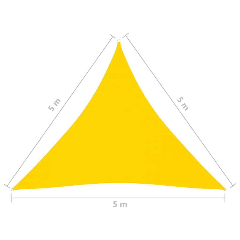 Zonnescherm driehoekig 5x5x5 m oxford stof geel (6)