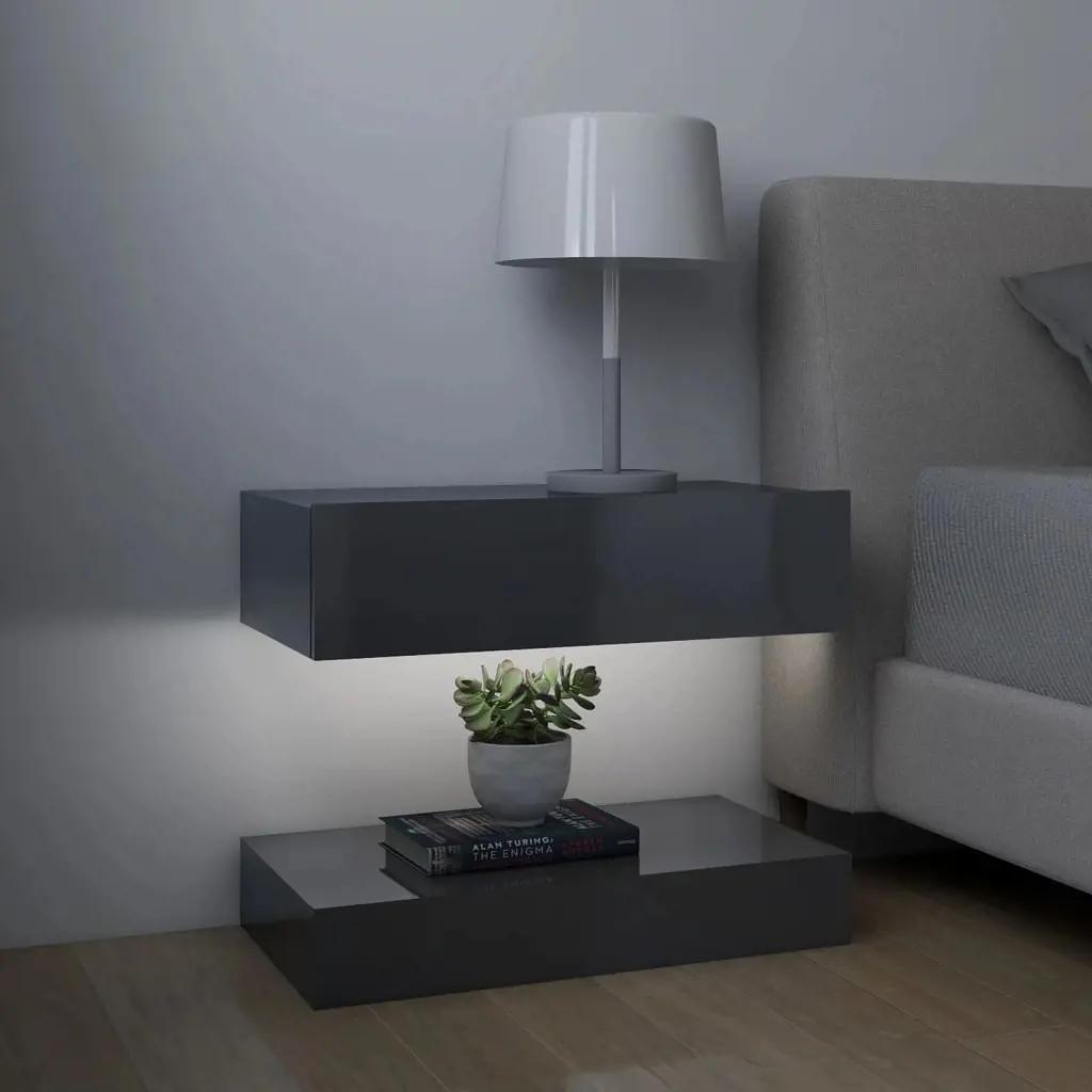 Tv-meubelen 2 st met LED-verlichting 60x35 cm hoogglans grijs (12)