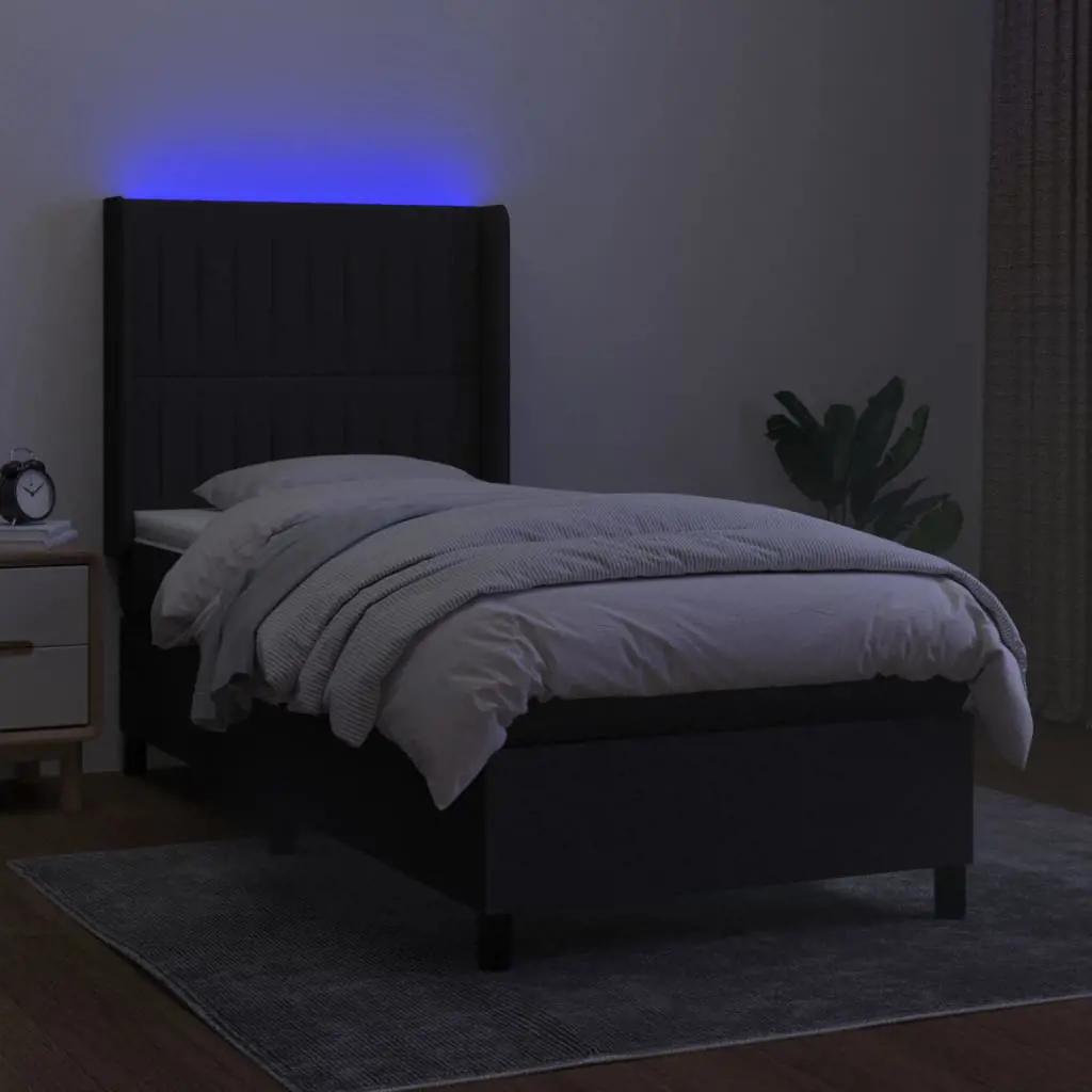 Boxspring met matras en LED stof zwart 100x200 cm (3)