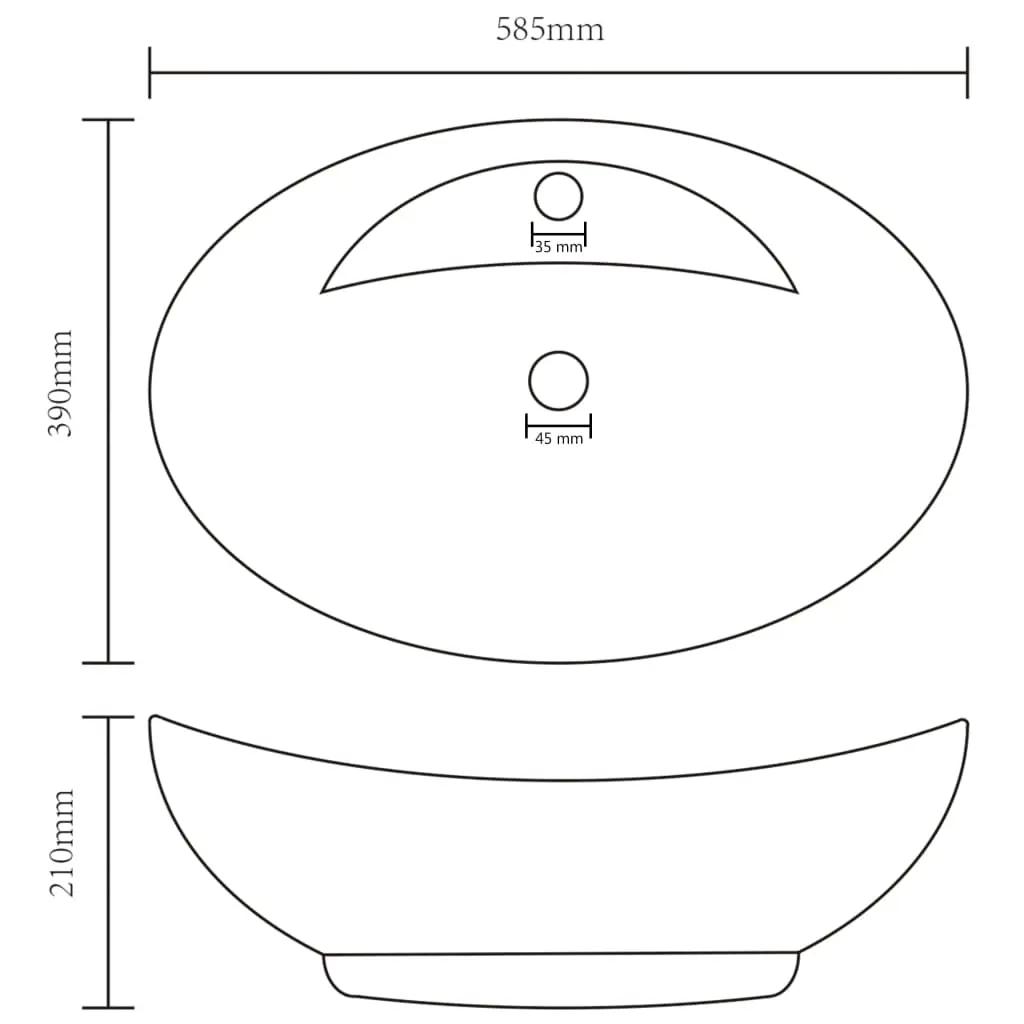 Wastafel met overloop ovaal 58,5x39 cm keramiek mat donkerbruin (7)