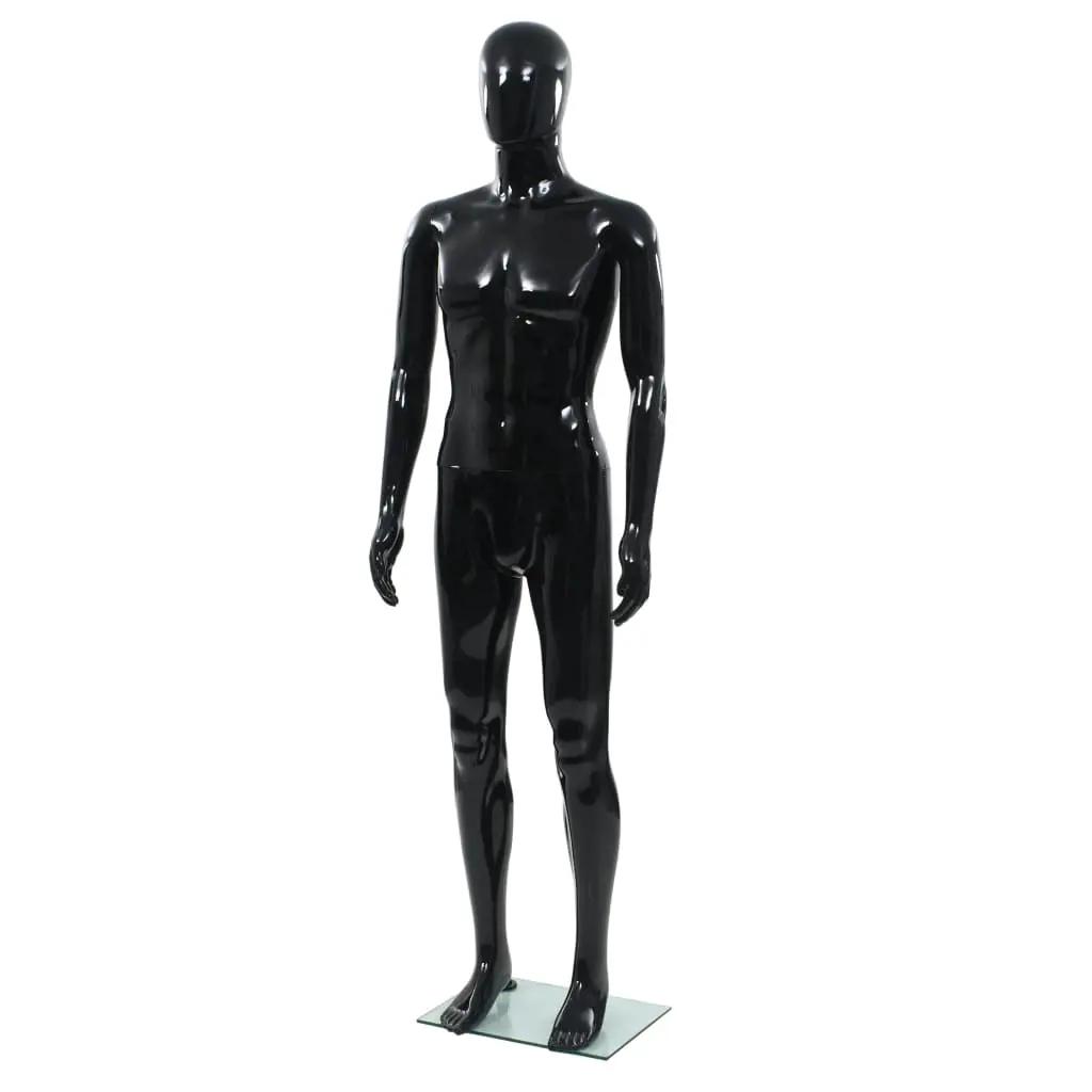 Etalagepop mannelijk met glazen voet 185 cm glanzend zwart