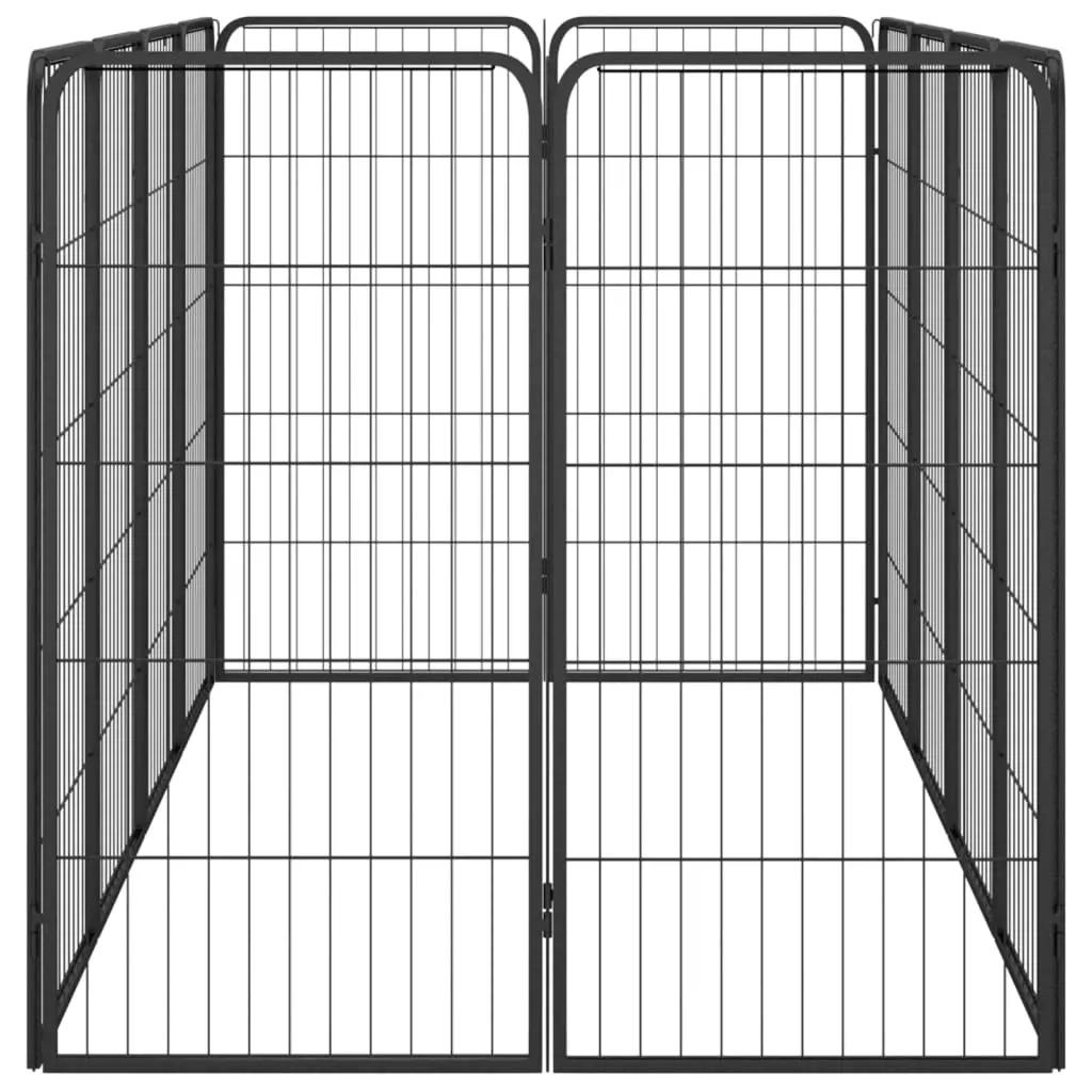 Hondenkennel 12 panelen 50 x 100 cm gepoedercoat staal zwart (4)