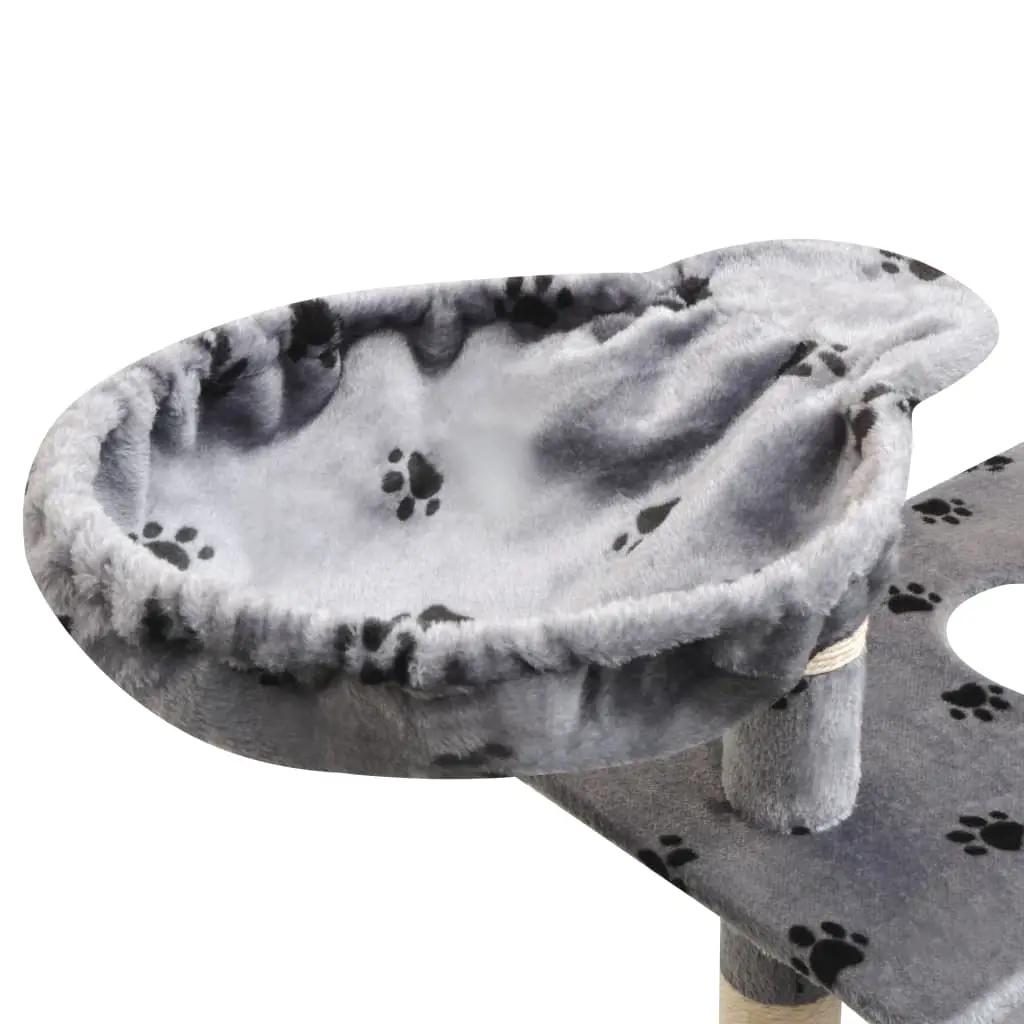 Kattenkrabpaal met sisal krabpalen 150 cm pootafdrukken grijs (5)