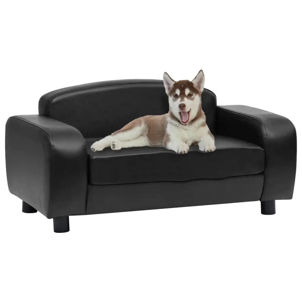 Hondenbank 80x50x40 cm kunstleer zwart (1)