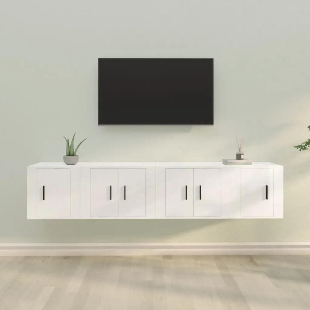 4-delige Tv-meubelset bewerkt hout hoogglans wit (1)