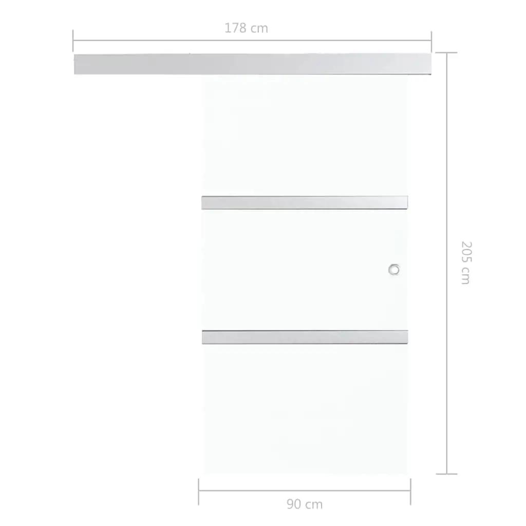 Schuifdeur 90x205 cm ESG-glas en aluminium zilverkleurig (7)