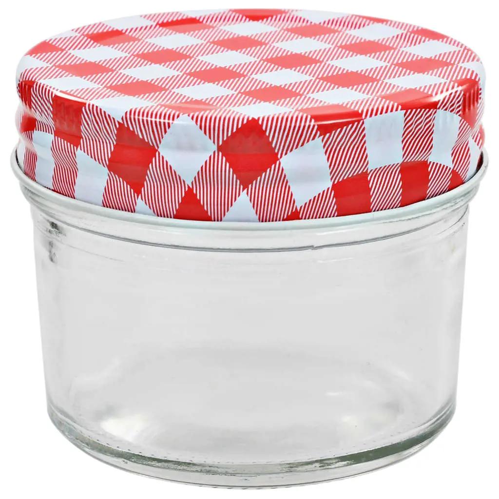 Jampotten met wit met rode deksels 24 st 110 ml glas (3)