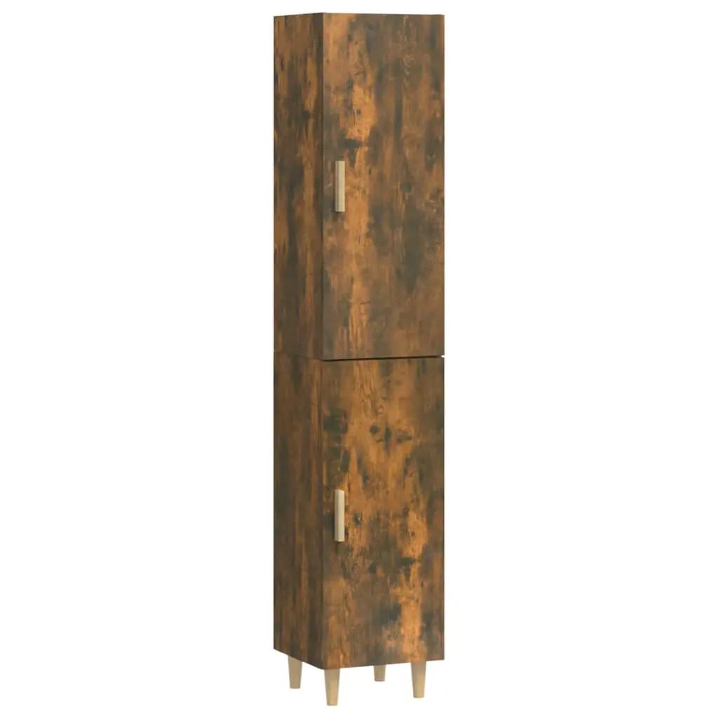 Hoge kast 34,5x34x180 cm bewerkt hout gerookt eikenkleurig (3)