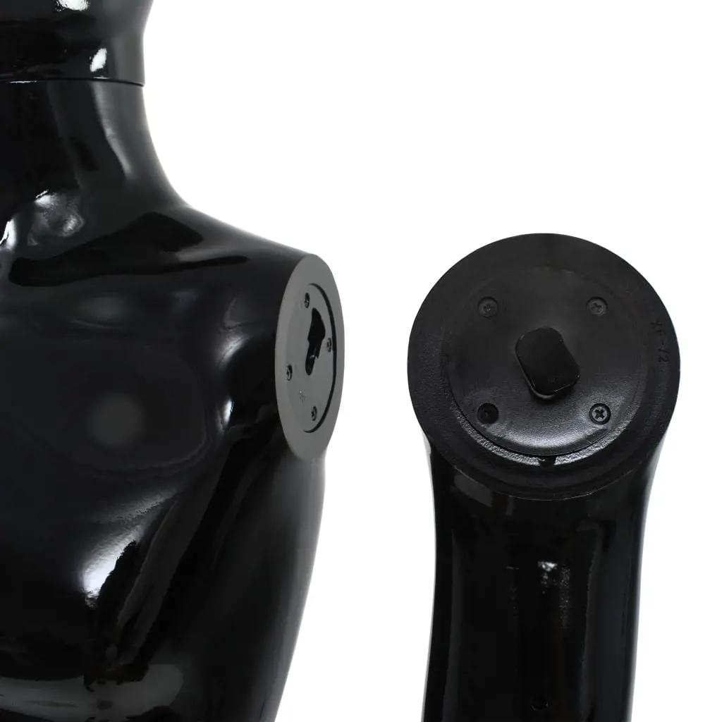 Etalagepop mannelijk met glazen voet 185 cm glanzend zwart (8)