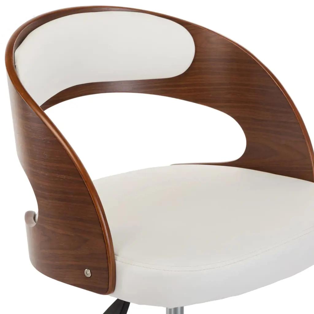 Kantoorstoel draaibaar gebogen hout en kunstleer wit (7)