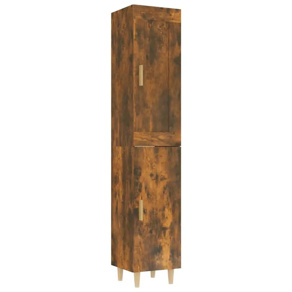 Hoge kast 35x34x180 cm bewerkt hout gerookt eikenkleurig (2)