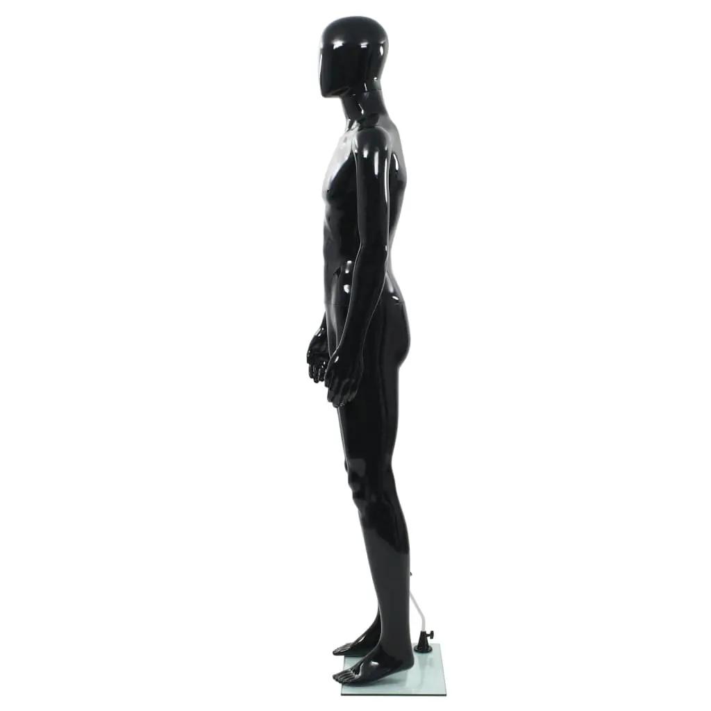 Etalagepop mannelijk met glazen voet 185 cm glanzend zwart (3)