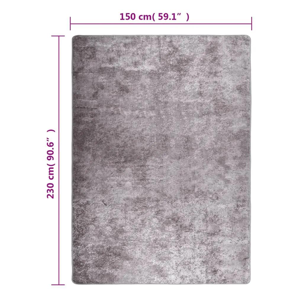 Vloerkleed wasbaar anti-slip 150x230 cm grijs (5)