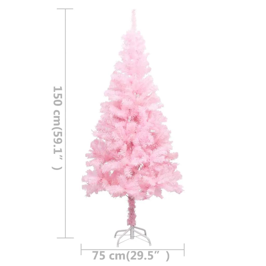 Kunstkerstboom met verlichting en standaard 150 cm PVC roze (8)