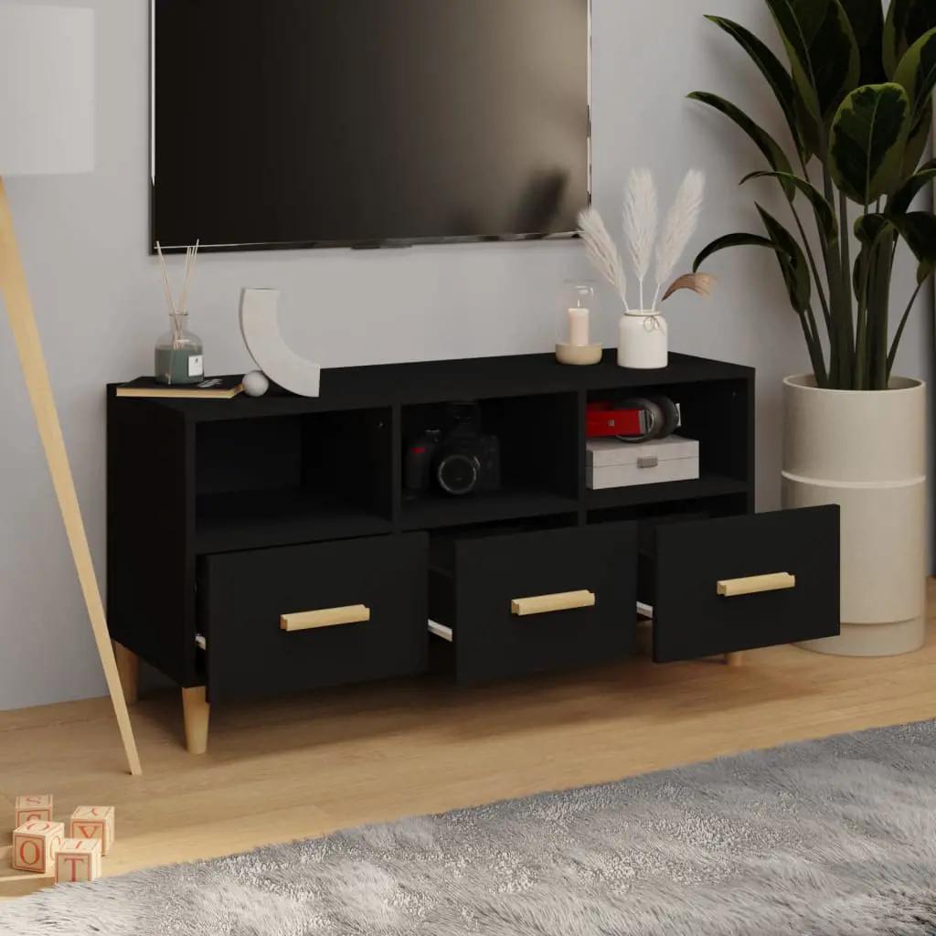 Tv-meubel 102x36x50 cm bewerkt hout zwart (3)