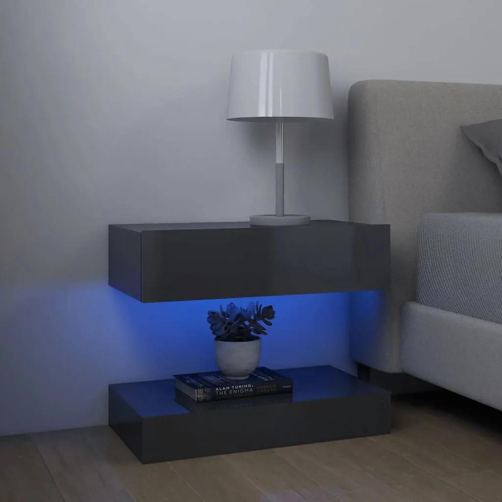 Tv-meubelen 2 st met LED-verlichting 60x35 cm hoogglans grijs (9)