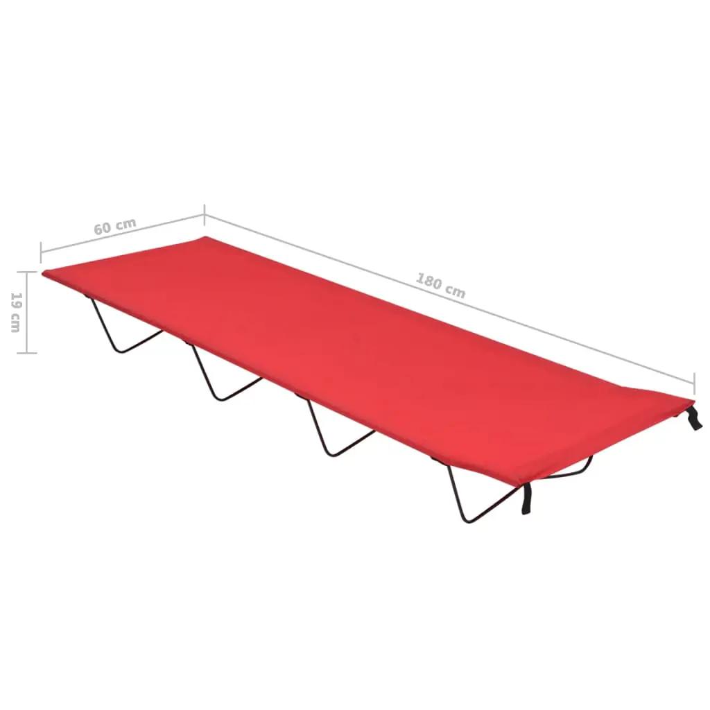 Campingbedden 2 st 180x60x19 cm oxford stof en staal rood (7)