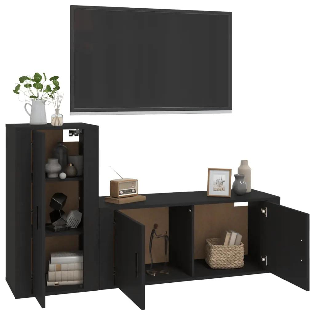 2-delige Tv-meubelset bewerkt hout zwart (3)