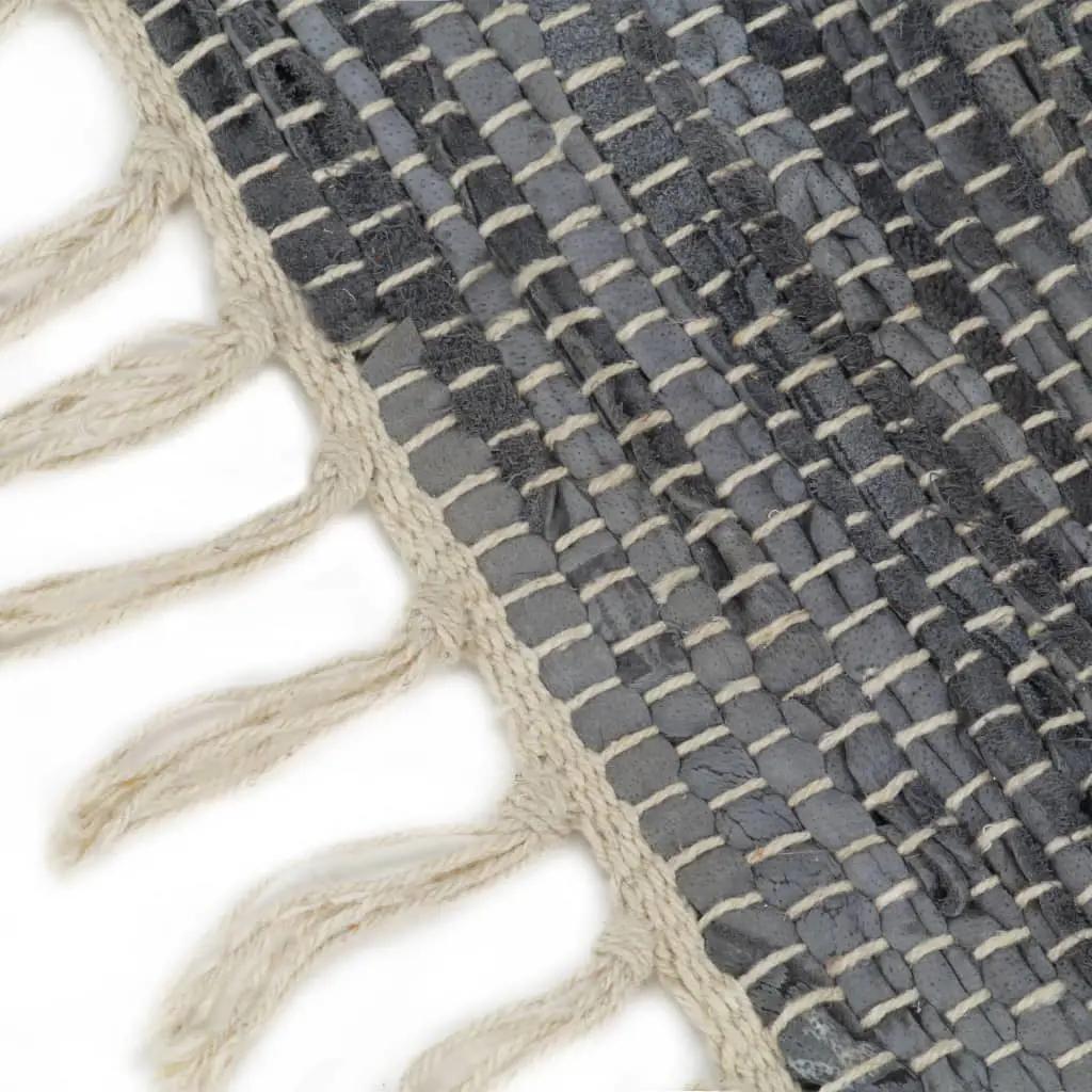 Vloerkleed chindi handgeweven 160x230 cm leer grijs (4)