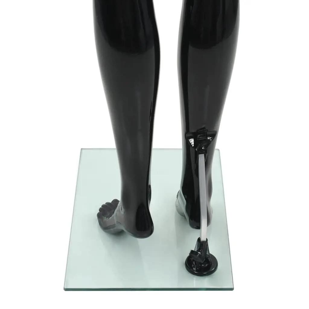 Etalagepop vrouwelijk met glazen voet 175 cm glanzend zwart (6)