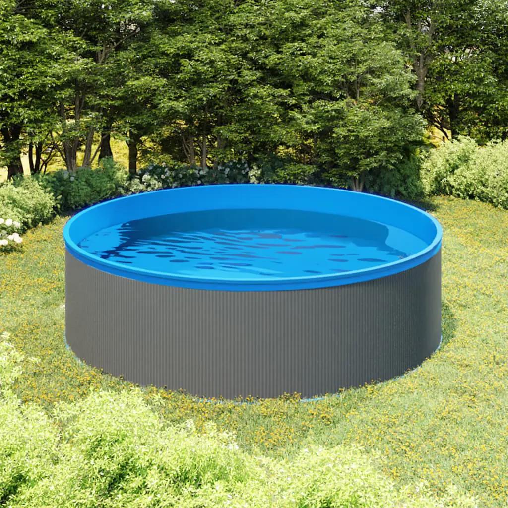 Splasher pool met hangende skimmer en pomp 350x90 cm grijs (1)