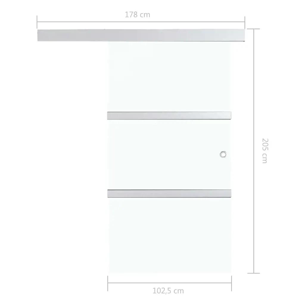Schuifdeur met zachte stops 102,5x205 cm ESG-glas zilverkleurig (8)