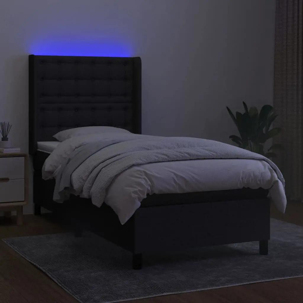 Boxspring met matras en LED stof zwart 90x200 cm (3)