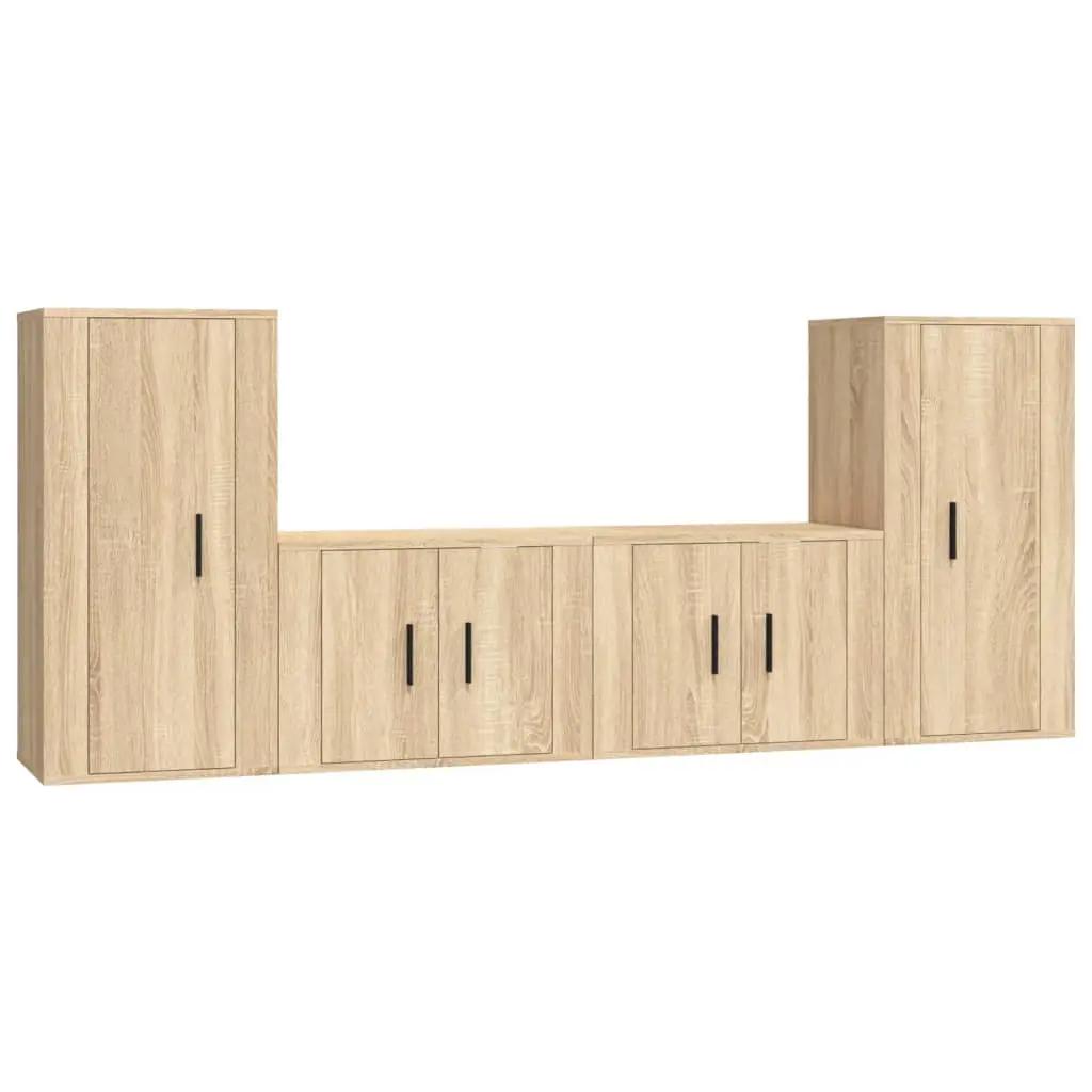 4-delige Tv-meubelset bewerkt hout sonoma eikenkleurig (2)