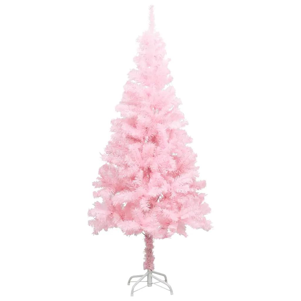 Kunstkerstboom met standaard 210 cm PVC roze (1)