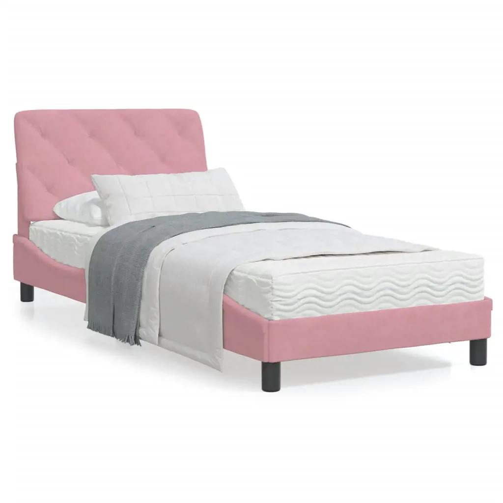 Bed met matras fluweel roze 80x200 cm