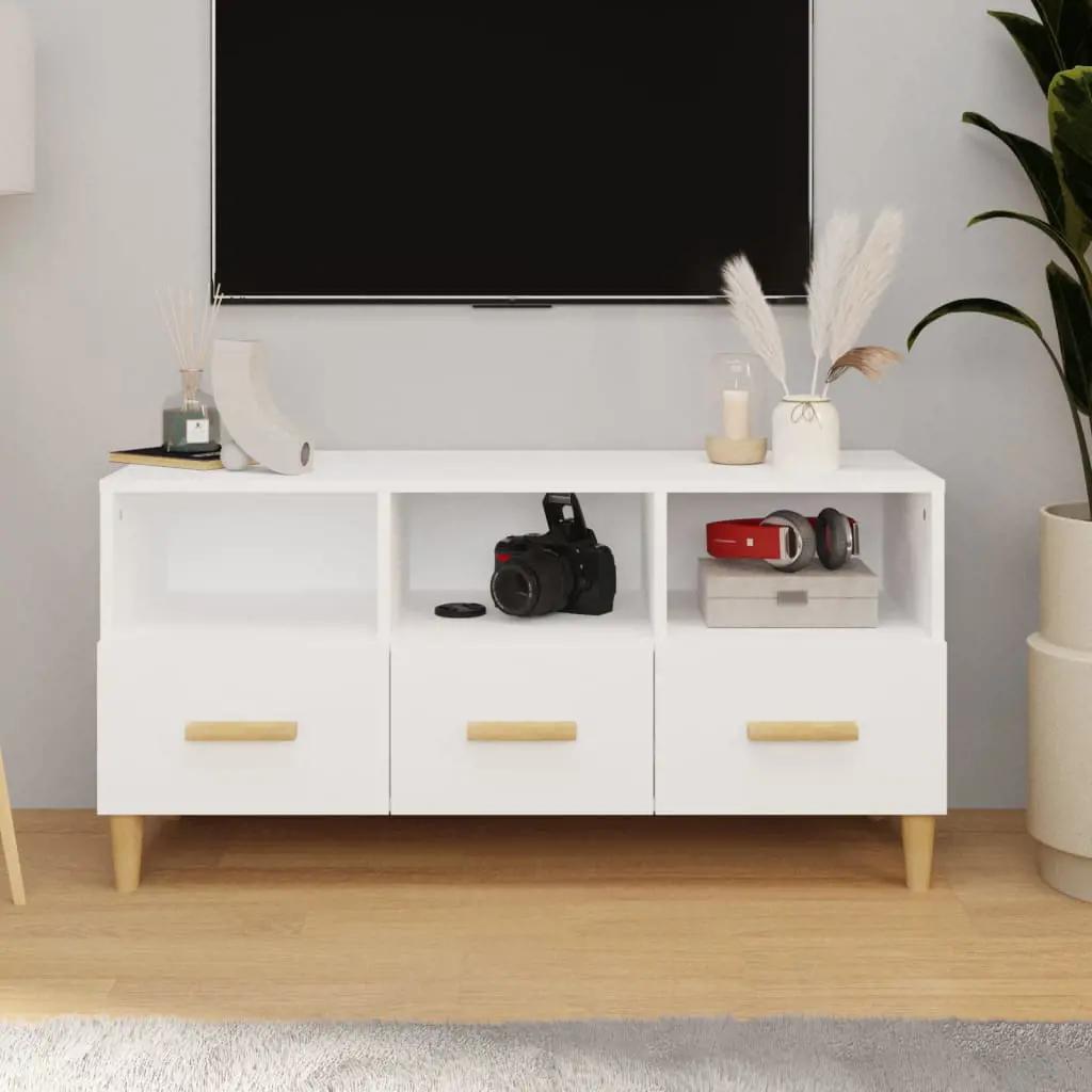 Tv-meubel 102x36x50 cm bewerkt hout wit (1)