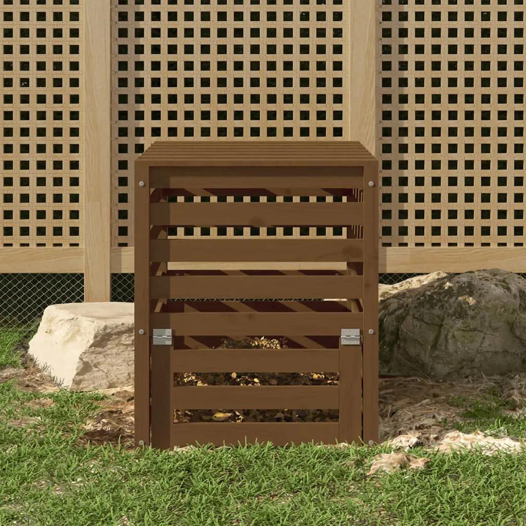 Compostbak 63,5x63,5x77,5 cm massief grenenhout honingbruin