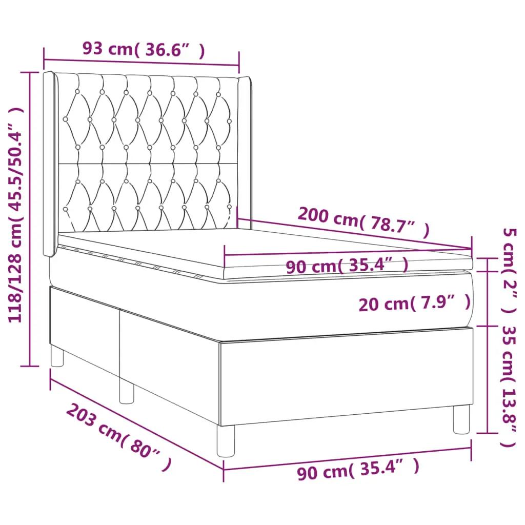 Boxspring met matras en LED stof lichtgrijs 90x200 cm (8)