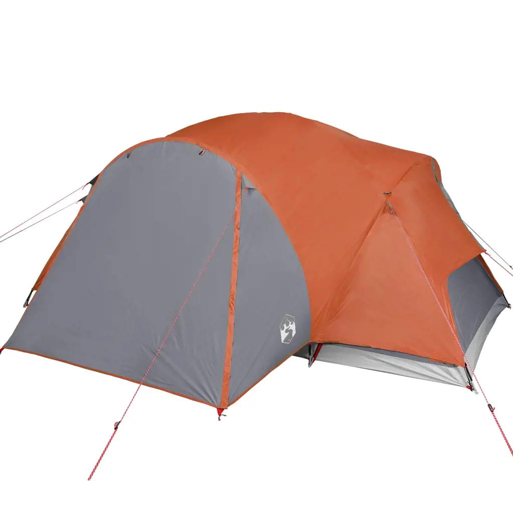 Tent 8-persoons waterdicht grijs en oranje (6)