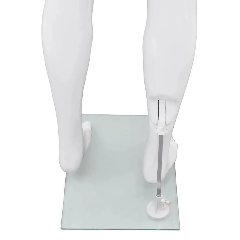 Etalagepop mannelijk met glazen voet 175 cm glanzend wit (6)