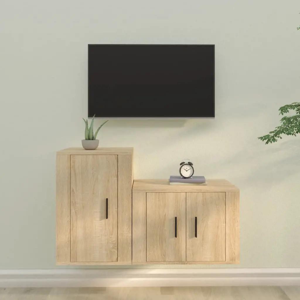 2-delige Tv-meubelset bewerkt hout sonoma eikenkleurig (1)