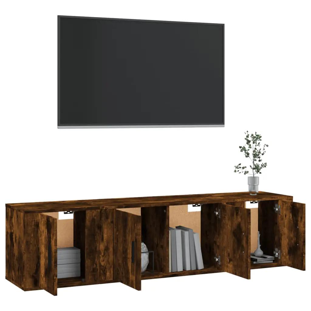 3-delige Tv-meubelset bewerkt hout gerookt eikenkleurig (3)