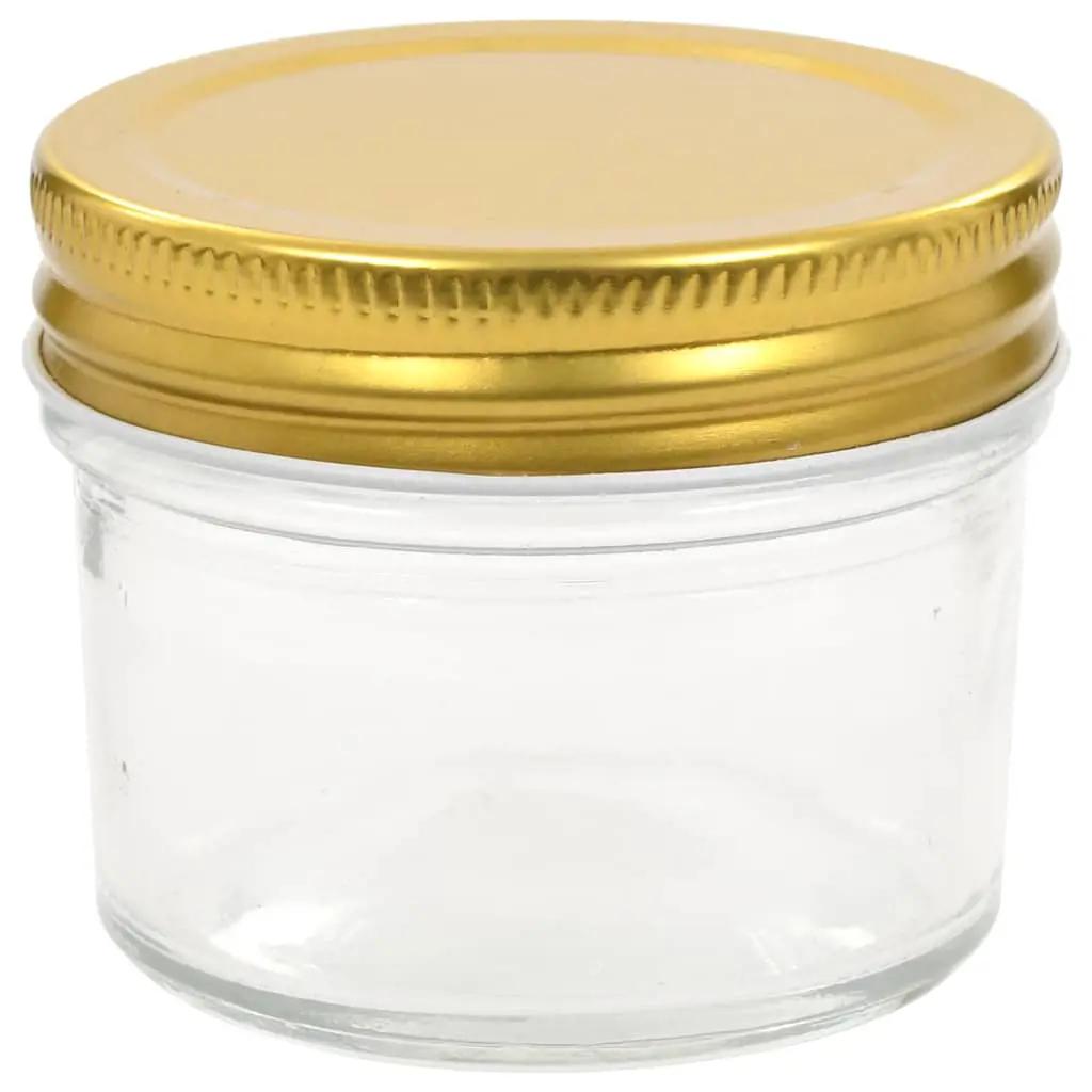Jampotten met goudkleurige deksels 24 st 110 ml glas (4)