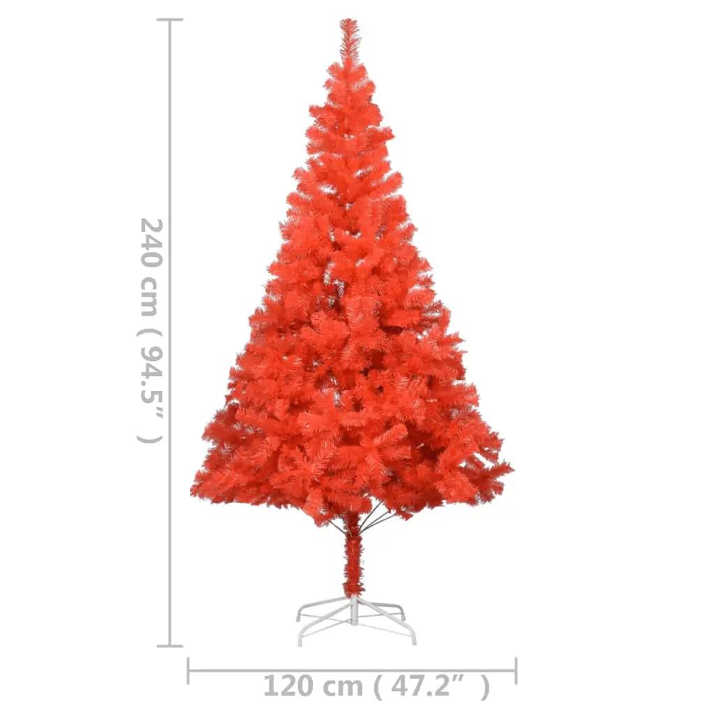 Kunstkerstboom met verlichting en standaard 240 cm PVC rood (7)