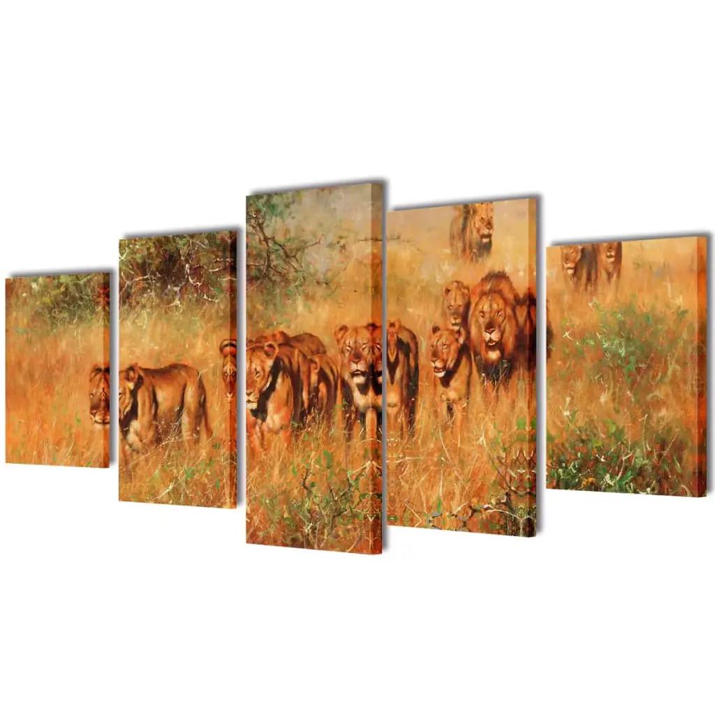 Canvas muurdruk set leeuw 100 x 50 cm