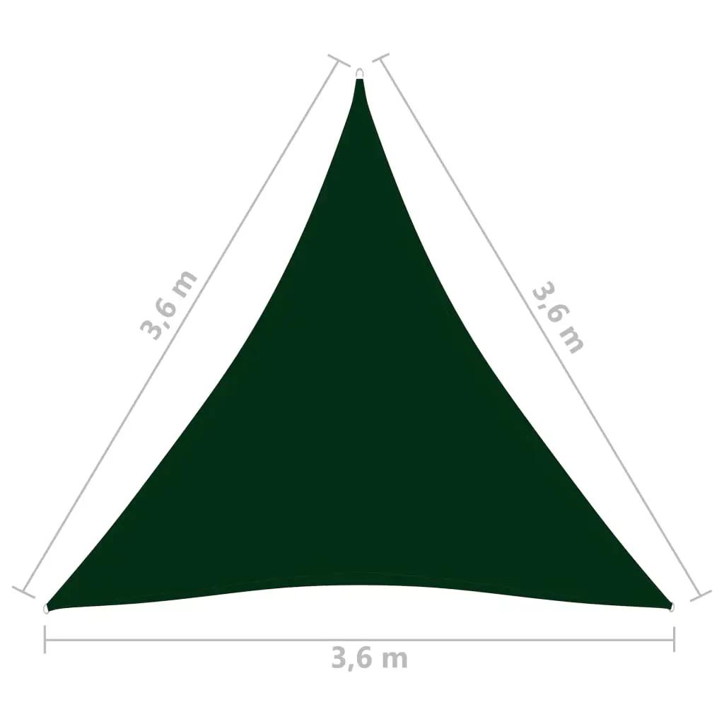Zonnescherm driehoekig 3,6x3,6x3,6 m oxford stof donkergroen (6)