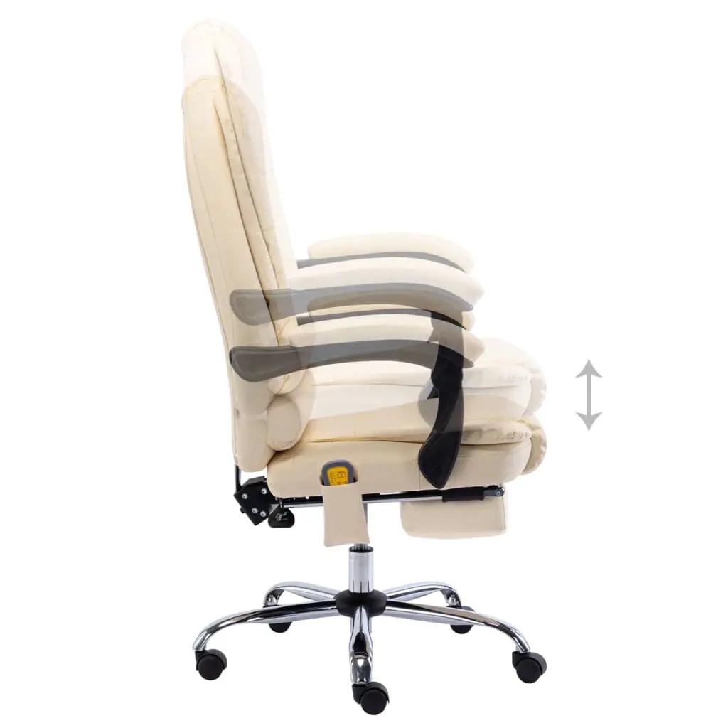 Massage kantoorstoel kunstleer crèmekleurig (6)
