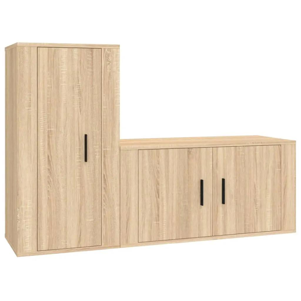2-delige Tv-meubelset bewerkt hout sonoma eikenkleurig (2)