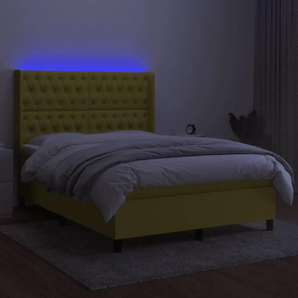 Boxspring met matras en LED stof groen 140x190 cm (3)
